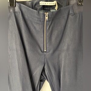 alice + olivia black Leather Pants with Front Zip